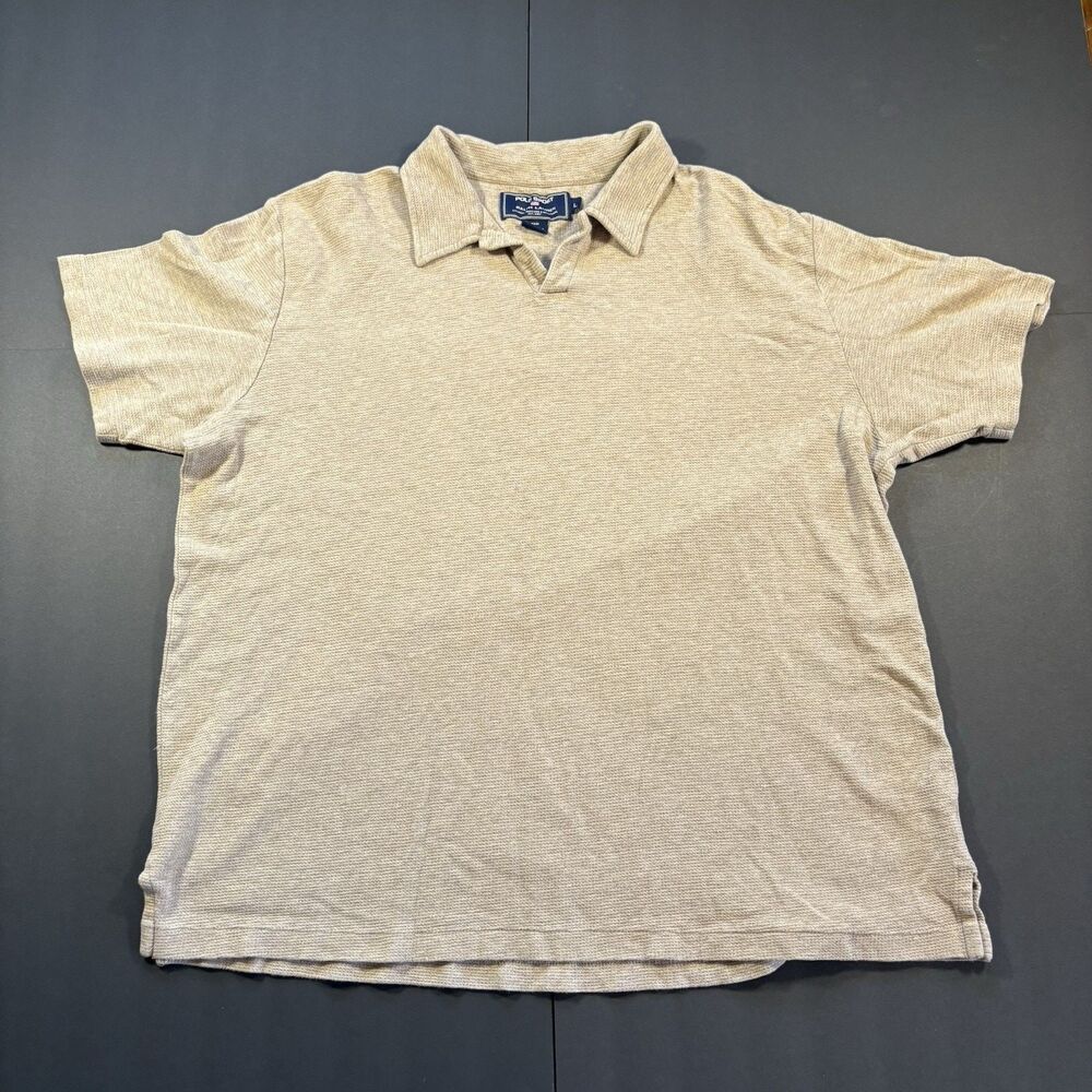 Vintage POLO SPORT Ralph Lauren V-Cut Neck 100% Cotton Polo Shirt Size Large